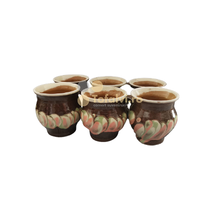 Painted cup-brown 6pcs/set