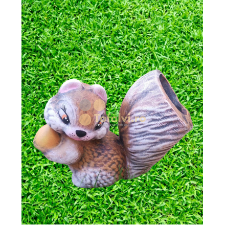 Squirrel with flower pot