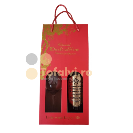 Gift with quality wine with glass and various messages