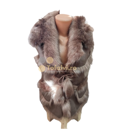 Brown long fur vest