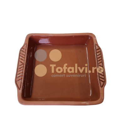 Semi-glazed square ceramic bowl 26x23cm