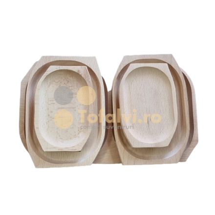 Set tavă fag 4+1 platou:38x22cm farfurii:17x11,23x16cm 