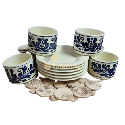 Set of coffee cups and plates painted by CORUND