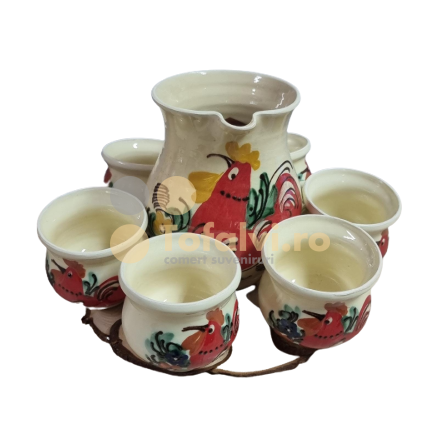 Round mug set with rooster