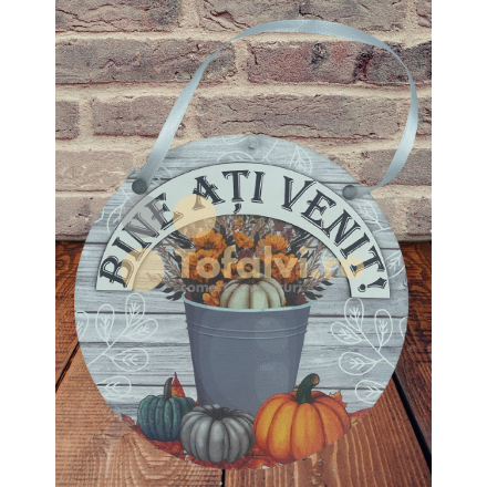 Tablou "Bine ati venit" de toamna cu dovleac 