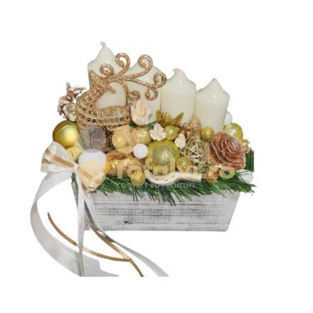 Box with Christmas decor 