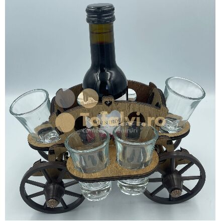 Minibar cǎleaşcǎ cu șase pahare shot și vin 