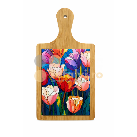 Vàgódeszka alakú falrafüggeszthetö dekoràciò tulipànttal 