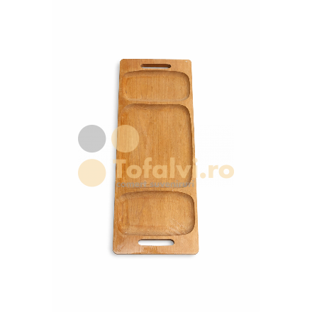 Tavă din lemn compartimentată cu mânere urias
