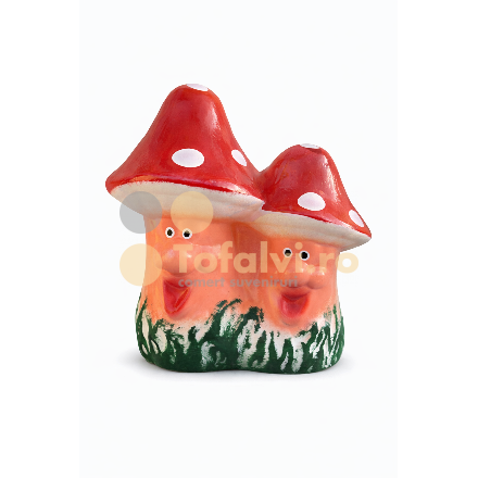Figurină decorativă „Ciupercuțe Vesele” din ceramică, pictată manual