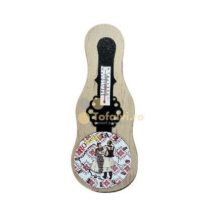 Decorative wooden wall thermometer