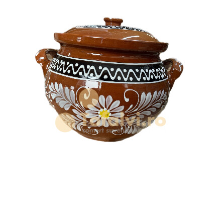 Traditional hand-painted ceramic casserole pot with lid Big 