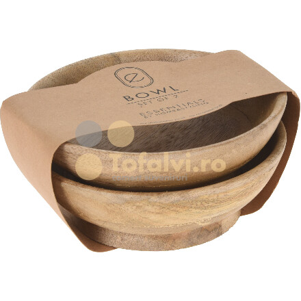 Set 2 boluri din lemn natural și masiv 