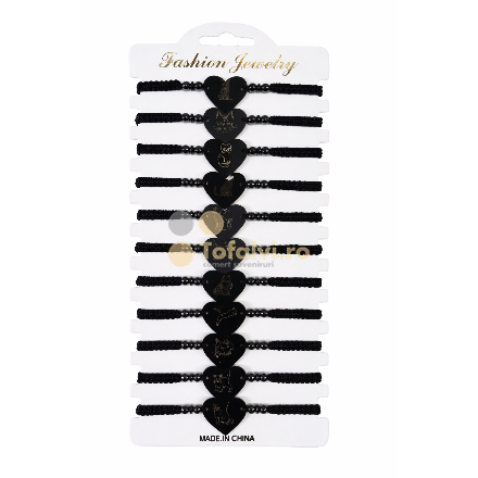 Brățară reglabilă cu inimă și model animal (pisică/câine)12buc/set