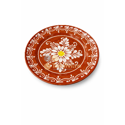 Farfurie din lut cu motiv floral
