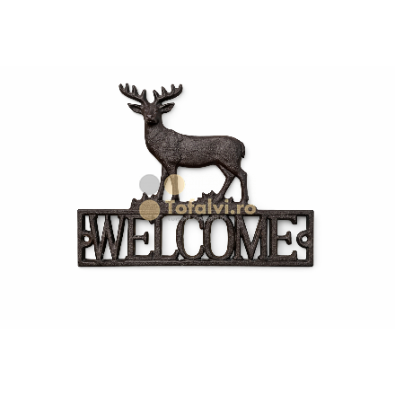 Cast iron wall plaque – deer “WELCOME” sign