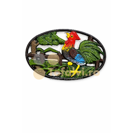Suport vase decorativă din fontă – Cocoș rustic colorat