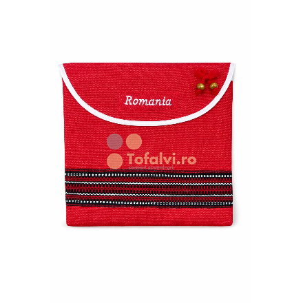 Hagyományos román mintás textil tàska  – piros kivitel