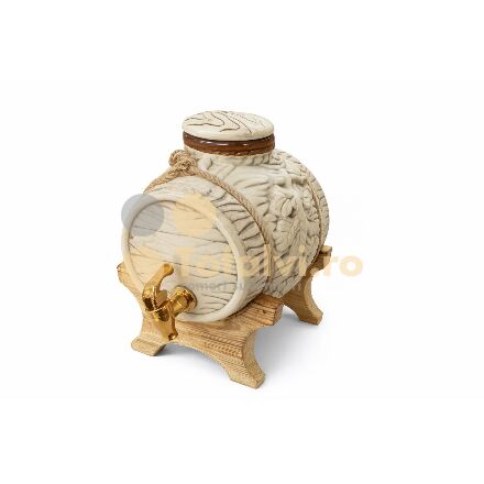 Kerámia italos hordó csappal – fa tartóval