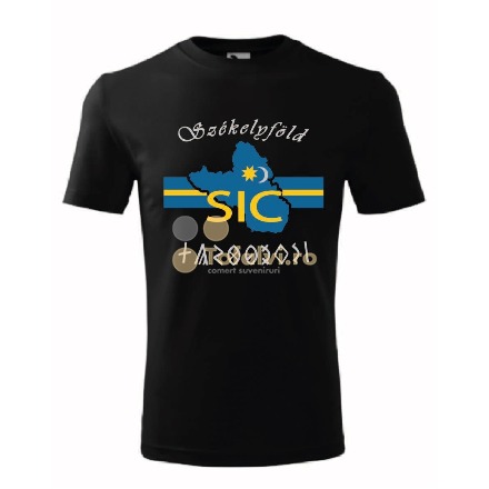 Tricou Ținutul Secuiesc (Székelyföld) – Hartă SIC și simboluri secuiești