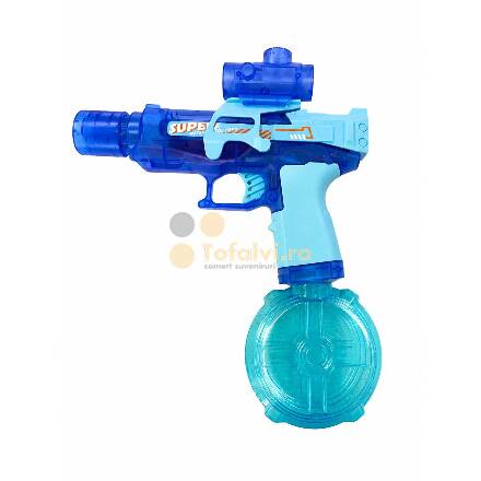 Kids Water Gun with Drum Water Tank and Sight, Blue, Summer Outdoor Water Toy