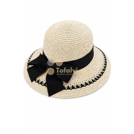 Cream Sun Hat with Black Bow