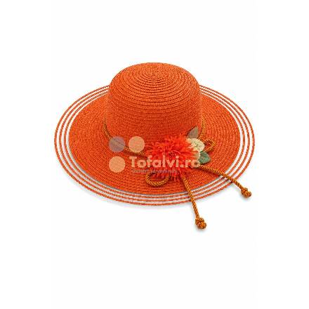 Orange Sun Hat with Flower