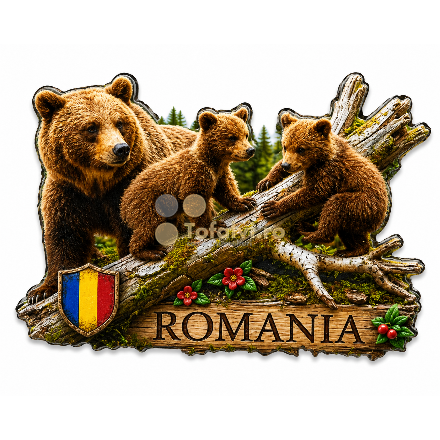 Magnet de frigider – Ursoaică cu doi pui, România 10buc/set