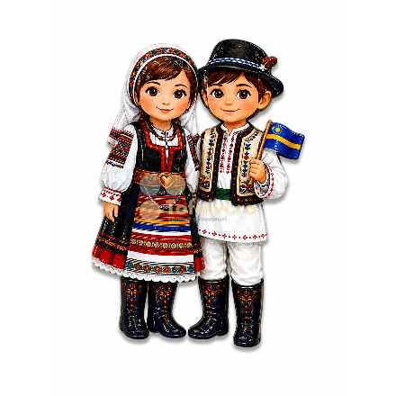 Magnet de frigider – Cuplu în costum popular românesc 10buc/set