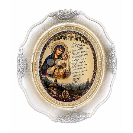 Tablou decorativ oval de perete – Rugăciunea Familiei