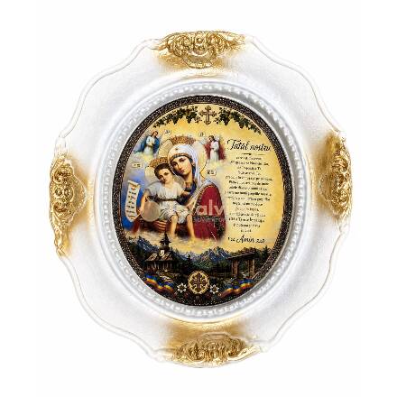 Tablou decorativ oval de perete – Rugăciunea „Tatăl Nostru”