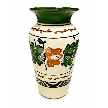 Hand-painted ceramic decorative vase with floral pattern