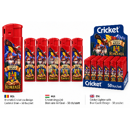 Brichetă Cricket cu design Castelul Bran și România – 50 buc/set