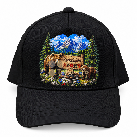 Șapcă neagră personalizată cu urs și design „Ținutul Secuiesc”