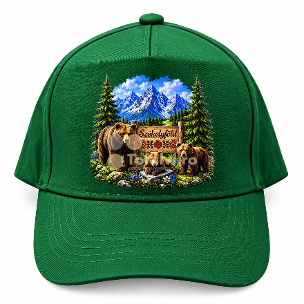Șapcă verde personalizată „Ținutul Secuiesc” cu motiv urs și munți