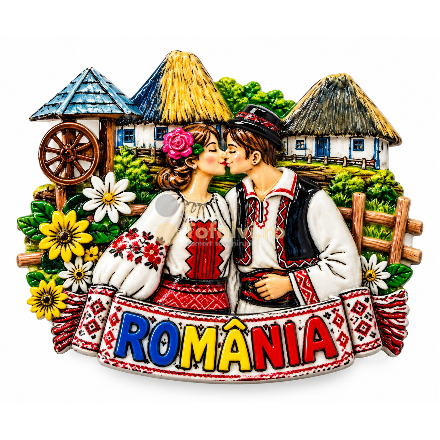 Magnet suvenir România cu cuplu tradițional – 12 buc/set