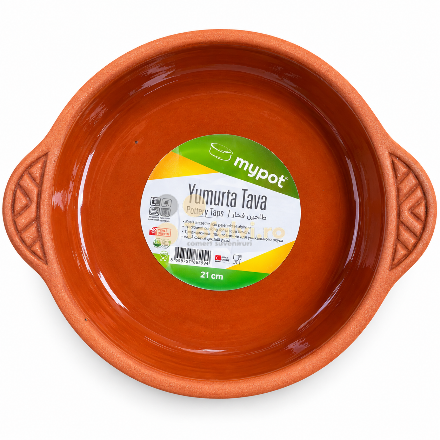 Tavă ceramică rotundă pentru copt cu mâner 