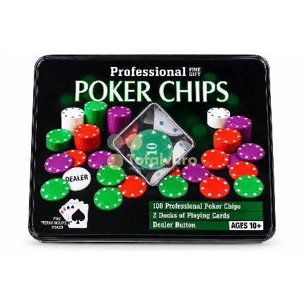Set poker cu 100 jetoane și accesorii
