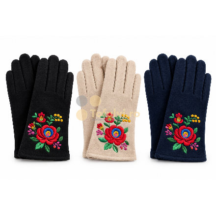 Mănuși de damă cu broderie florală tradițională