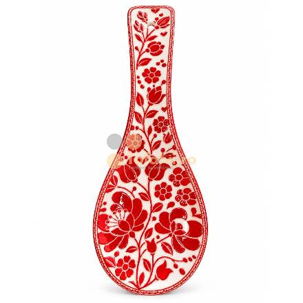 Suport pentru lingură cu model floral tradițional roșu
